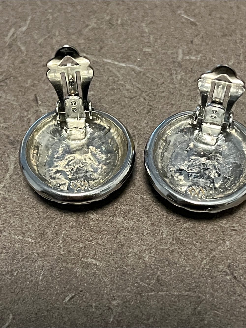 Silver tone Zebra Print Round Clip On Earrings - Black & White - Picture 4 of 5